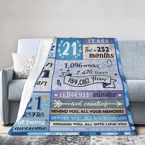 Wijzvio 21st Birthday Gifts Throw Blanket Soft Fuzzy Fleece Blanket For Couch Bed Living Room Decoration 80"X60"