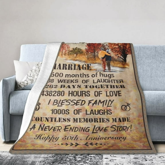 Wijzvio 50th Anniversary Wedding Gifts Throw Blanket Soft Fuzzy Fleece Blanket For Couch Bed Living Room Decoration 40"X30"