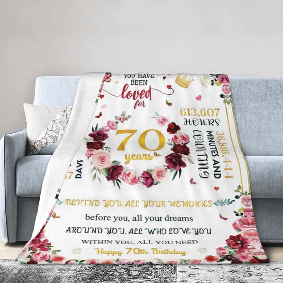 Wijzvio 70th Birthday Gifts Throw Blanket Soft Fuzzy Fleece Blanket For Couch Bed Living Room Decoration 40"X30"