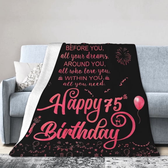 Wijzvio 75th Birthday Gifts Throw Blanket Soft Fuzzy Fleece Blanket For Couch Bed Living Room Decoration 60"X50"