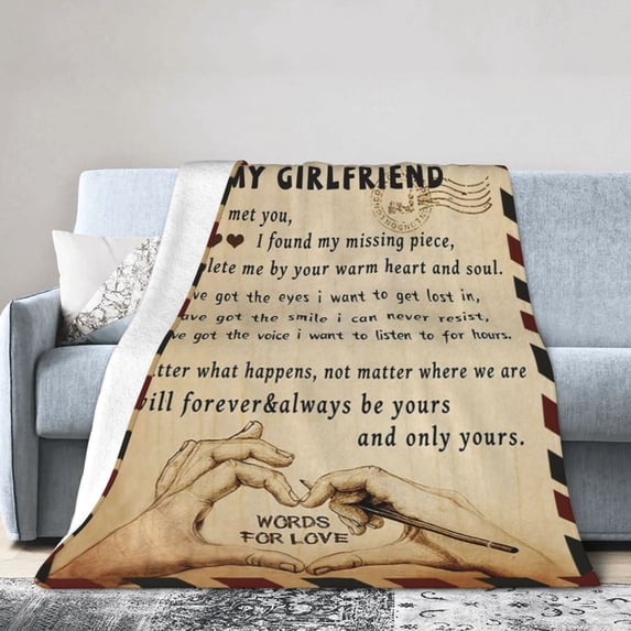 Wijzvio A Letter To My Girlfriend Throw Blanket Soft Fuzzy Fleece Blanket For Couch Bed Living Room Decoration 60"X50"