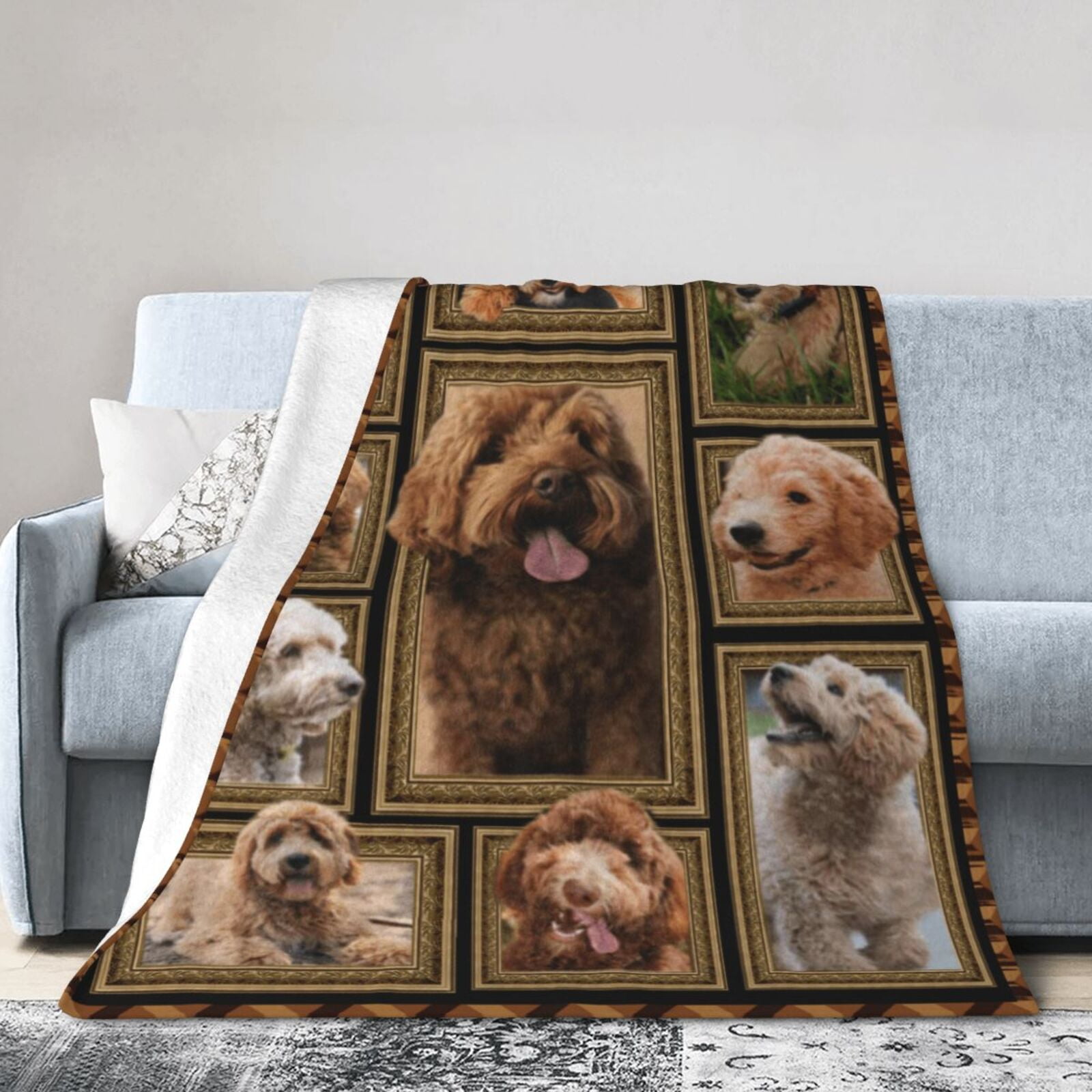 Wijzvio Abradoodle Dog Throw Blanket Soft Fuzzy Fleece Blanket For Couch Bed Living Room Decoration 50"X40"