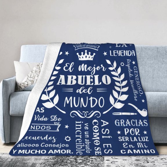 Wijzvio Abuelo Gifts In Spanish Throw Blanket Soft Fuzzy Fleece Blanket For Couch Bed Living Room Decoration 60"X50"