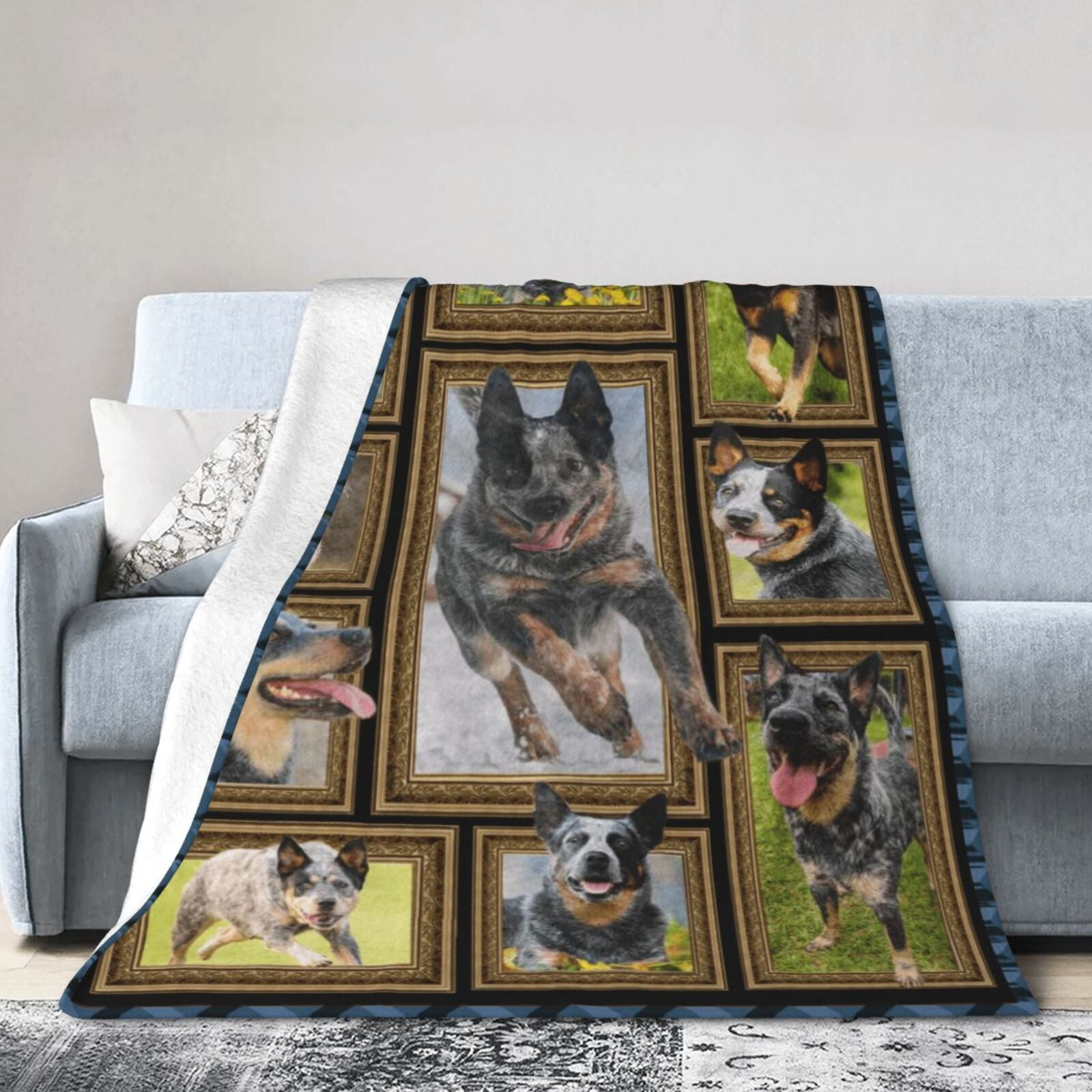 Wijzvio Australian Cattle Dog Throw Blanket Soft Fuzzy Fleece Blanket For Couch Bed Living Room Decoration 50"X40"