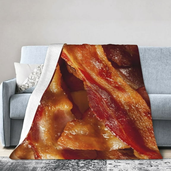 Wijzvio Bacon Meat Throw Blanket Soft Fuzzy Fleece Blanket For Couch Bed Living Room Decoration 40"X30"