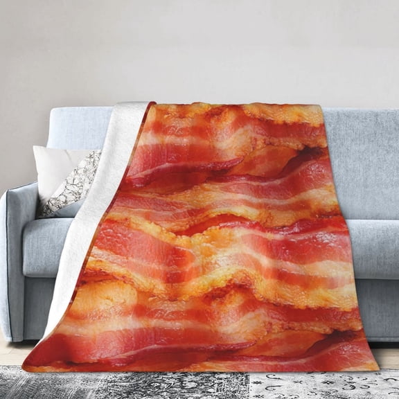 Wijzvio Bacon Throw Blanket Soft Fuzzy Fleece Blanket For Couch Bed Living Room Decoration 60"X50"