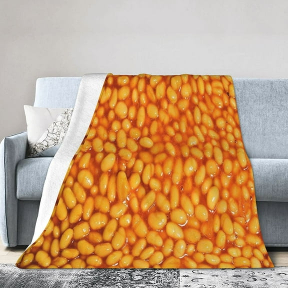 Wijzvio Baked Bean Throw Blanket Soft Fuzzy Fleece Blanket For Couch Bed Living Room Decoration 40"X30"