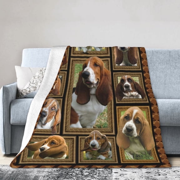 Wijzvio Basset Hound Throw Blanket Soft Fuzzy Fleece Blanket For Couch Bed Living Room Decoration 60"X50"