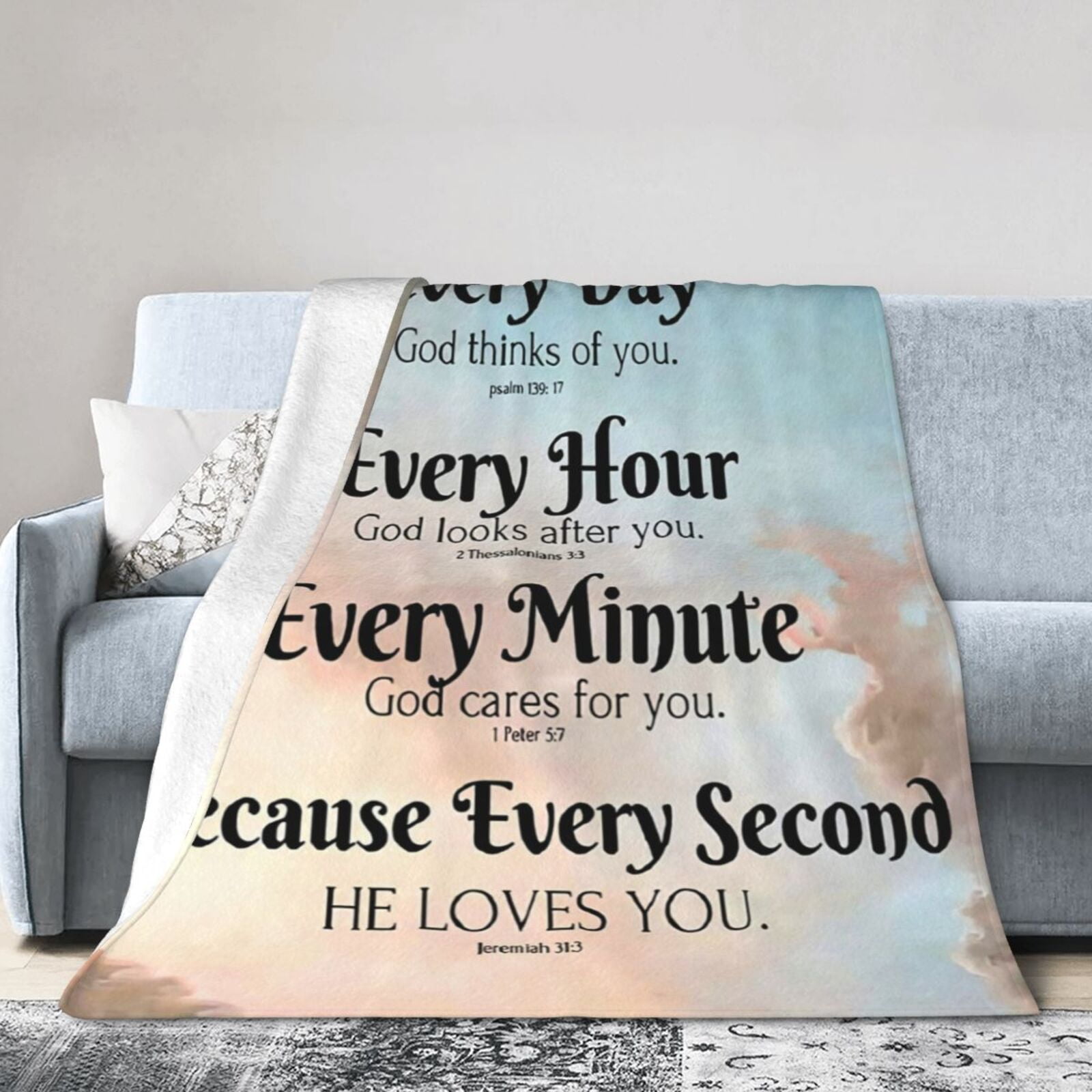 Wijzvio Bible Verse With Inspirational Thoughts And Prayers Throw Blanket Soft Fuzzy Fleece Blanket For Couch Bed Living Room Decoration 50"X40"
