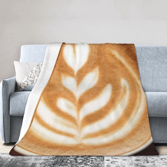 Wijzvio Cappuccino Coffee Throw Blanket Soft Fuzzy Fleece Blanket For Couch Bed Living Room Decoration 40"X30"