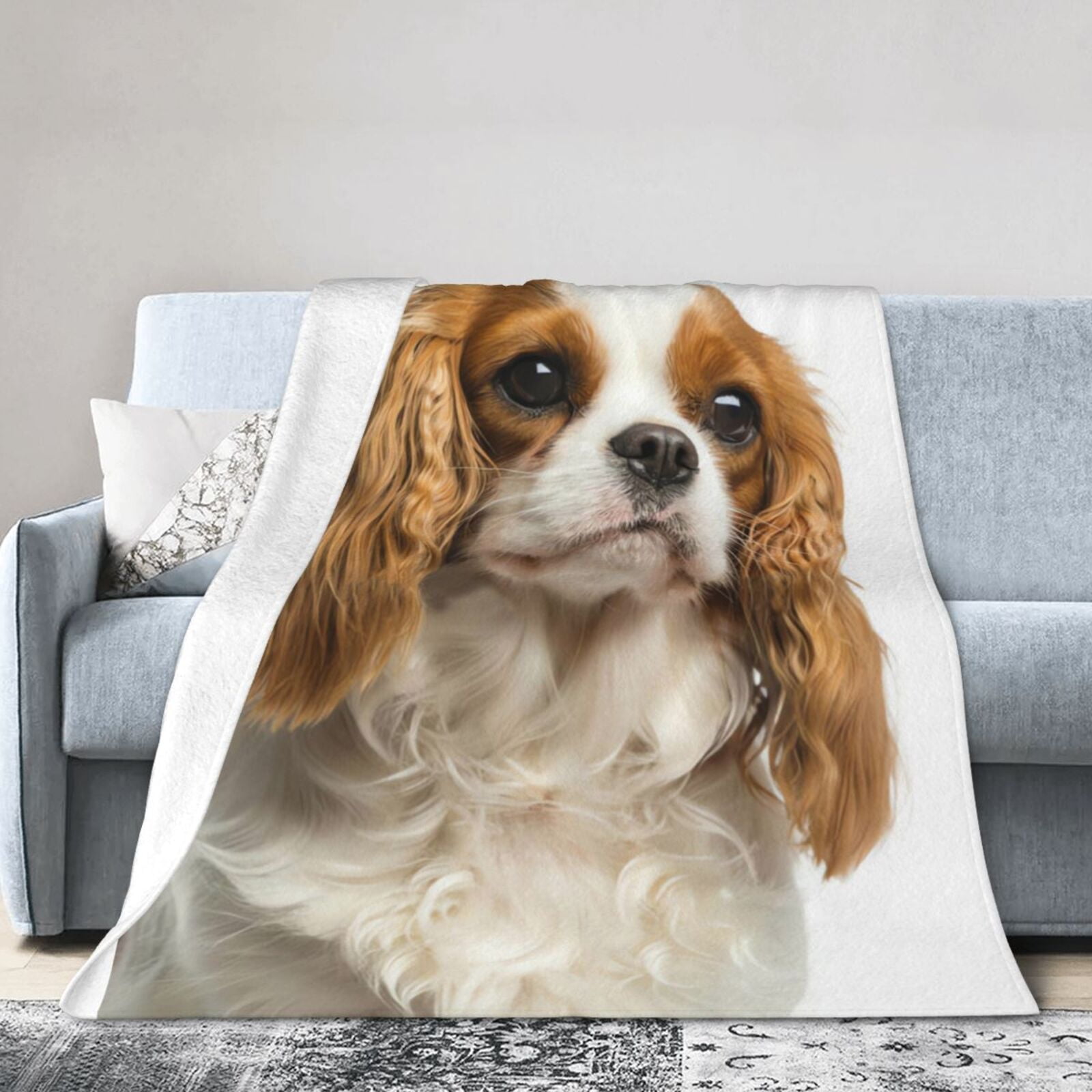 Wijzvio Cavalier King Charles Spaniel Dog Throw Blanket Soft Fuzzy Fleece Blanket For Couch Bed Living Room Decoration 60"X50"