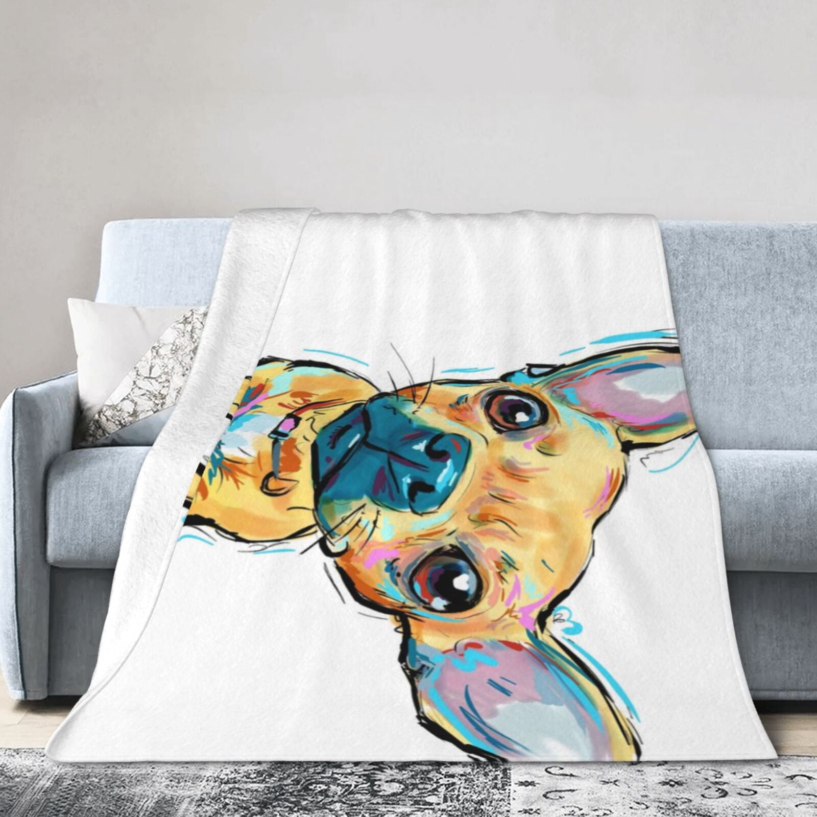 Wijzvio Chihuahua Dogs Throw Blanket Soft Fuzzy Fleece Blanket For Couch Bed Living Room Decoration 50"X40"