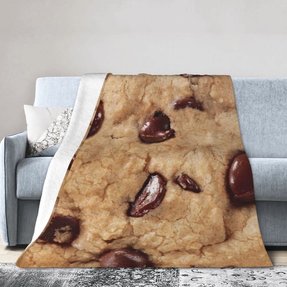Wijzvio Chocolate Chip Cookie Throw Blanket Soft Fuzzy Fleece Blanket For Couch Bed Living Room Decoration 60"X50"