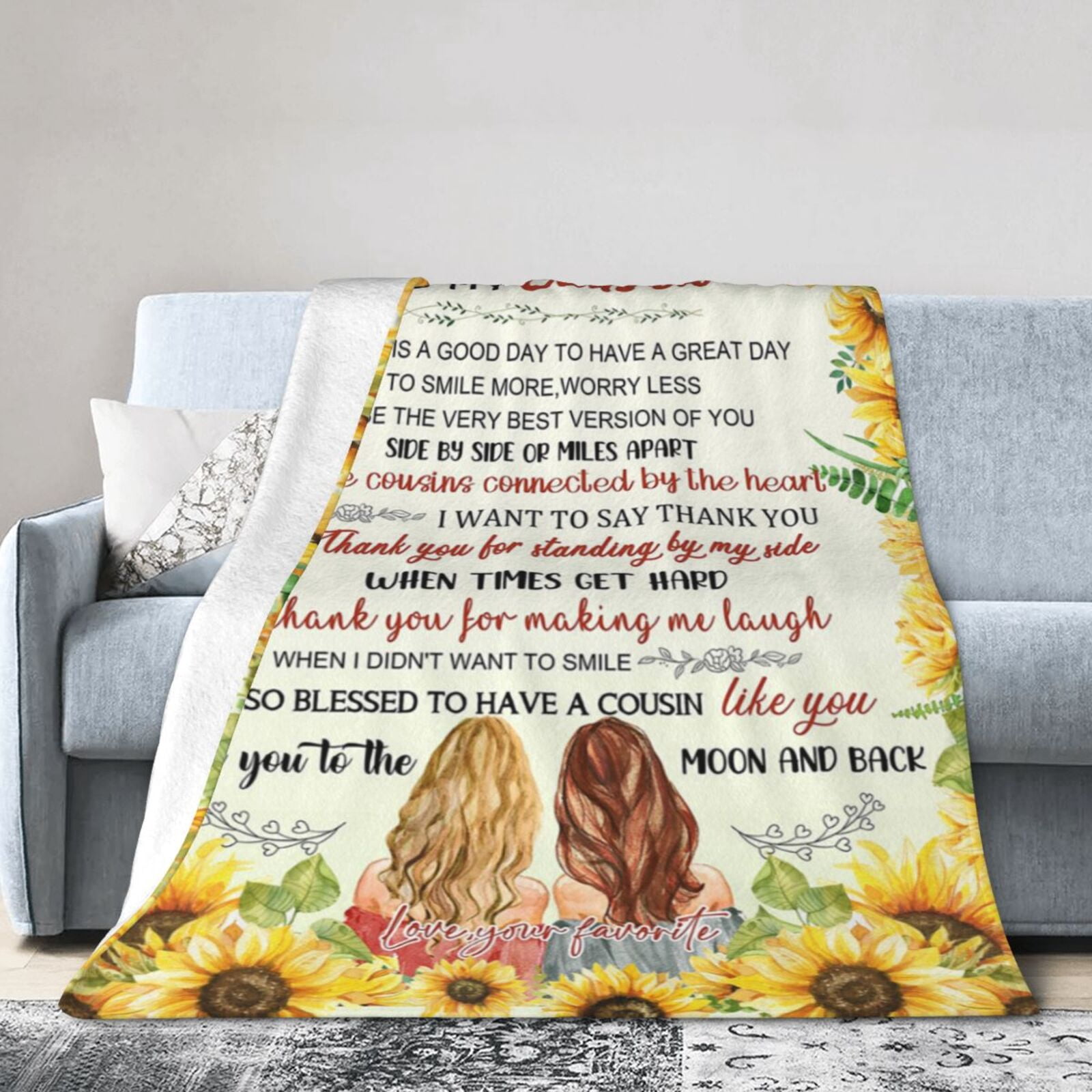Wijzvio Cousin Gifts For Women Throw Blanket Soft Fuzzy Fleece Blanket For Couch Bed Living Room Decoration 80"X60"