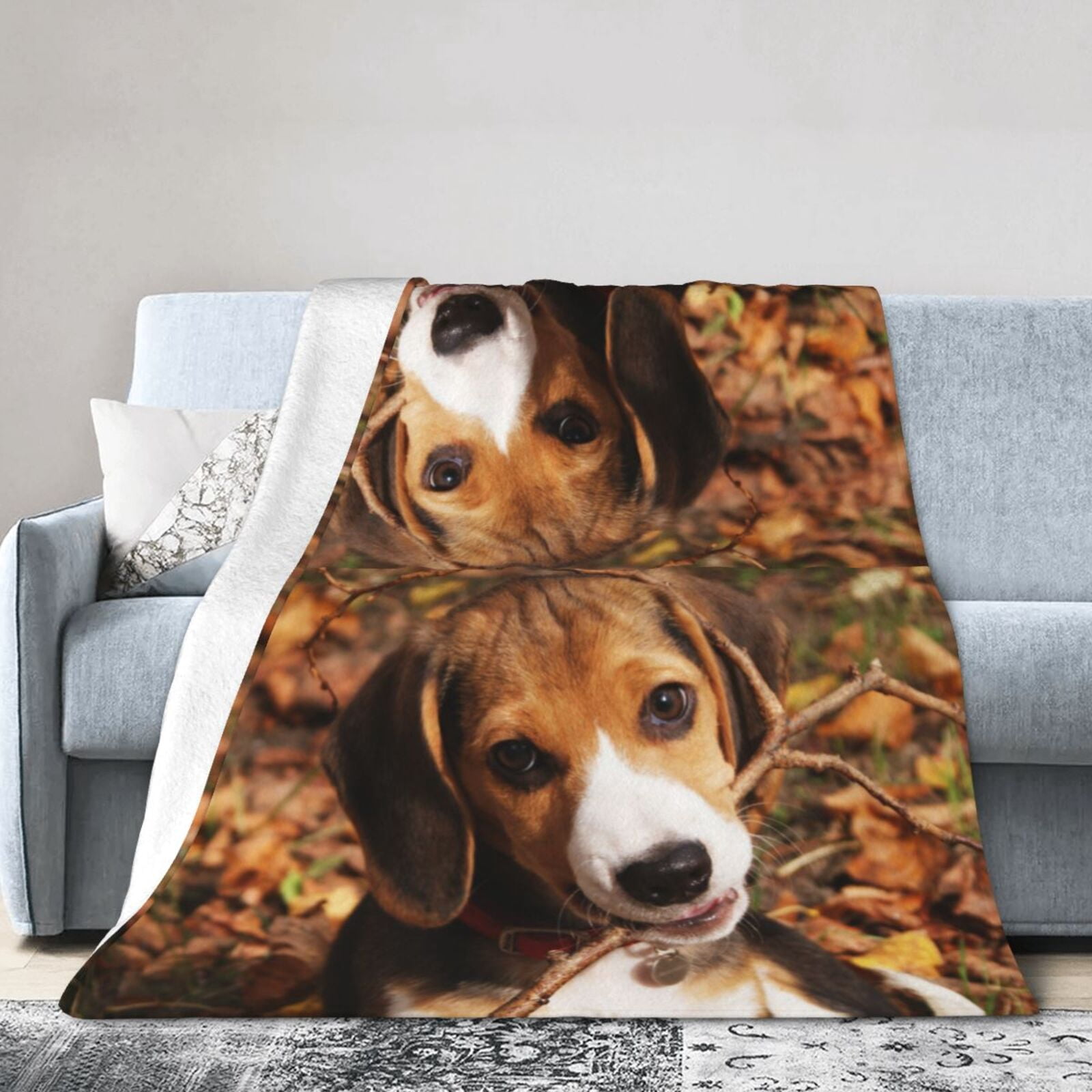 Wijzvio Cute Beagle Dog Throw Blanket Soft Fuzzy Fleece Blanket For Couch Bed Living Room Decoration 50"X40"