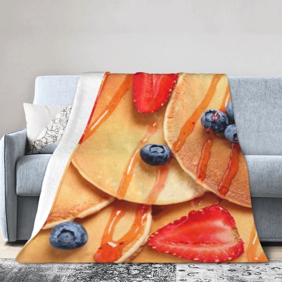 Wijzvio Food Delicious Pancakes Throw Blanket Soft Fuzzy Fleece Blanket For Couch Bed Living Room Decoration 40"X30"