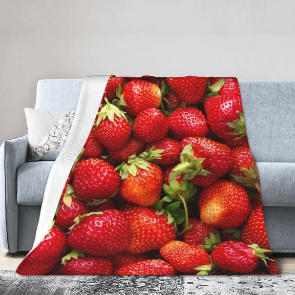 Wijzvio Food Fruits Strawberry Throw Blanket Soft Fuzzy Fleece Blanket For Couch Bed Living Room Decoration 40"X30"