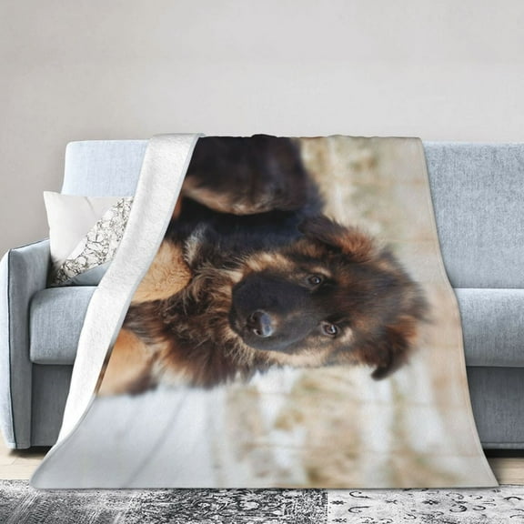 Wijzvio German Shepherd Dog Throw Blanket Soft Fuzzy Fleece Blanket For Couch Bed Living Room Decoration 50"X40"