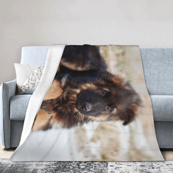 Wijzvio German Shepherd Dog Throw Blanket Soft Fuzzy Fleece Blanket For Couch Bed Living Room Decoration 60"X50"