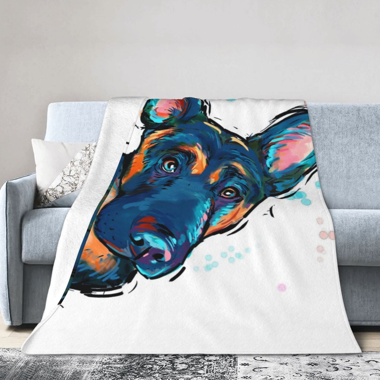 Wijzvio German Shepherd Dog Throw Blanket Soft Fuzzy Fleece Blanket For Couch Bed Living Room Decoration 60"X50"
