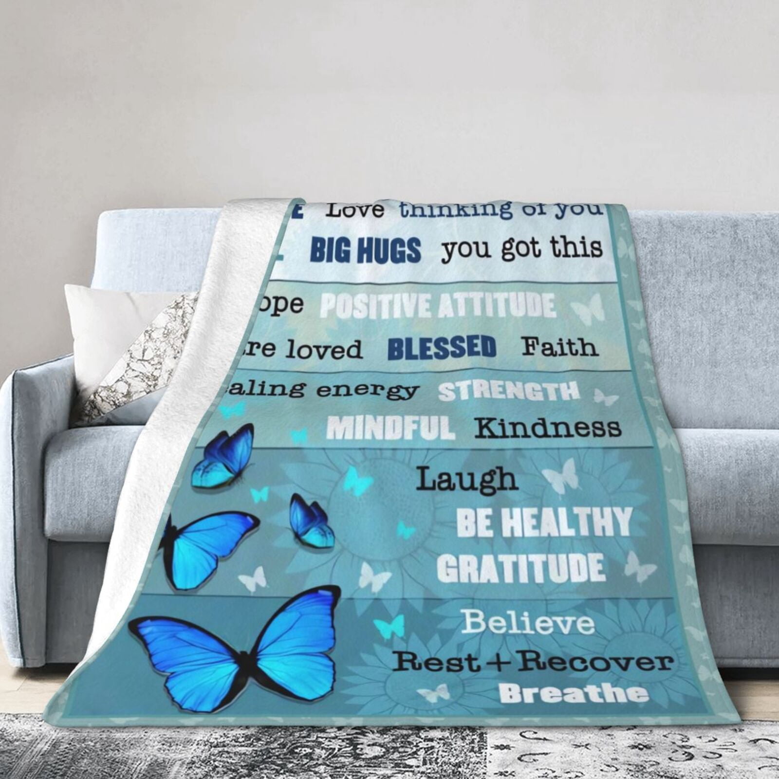 Wijzvio Get Well Soon Gifts Throw Blanket Soft Fuzzy Fleece Blanket For Couch Bed Living Room Decoration 60"X50"