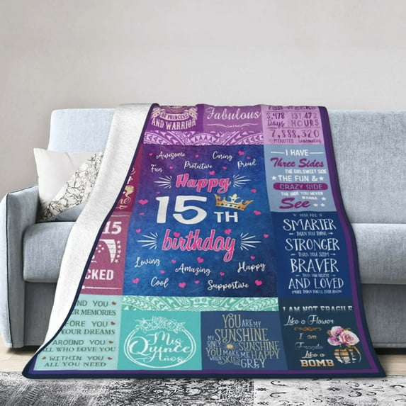 Wijzvio Gift For 15th Birthday Throw Blanket Soft Fuzzy Fleece Blanket 50"X40"