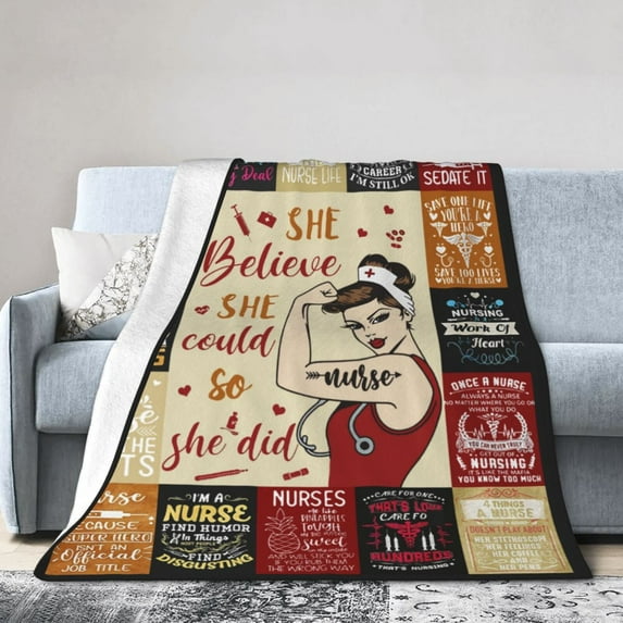 Wijzvio Gifts Rn Gifts For Nurses Nursing Throw Blanket Soft Fuzzy Fleece Blanket For Couch Bed Living Room Decoration 60"X50"