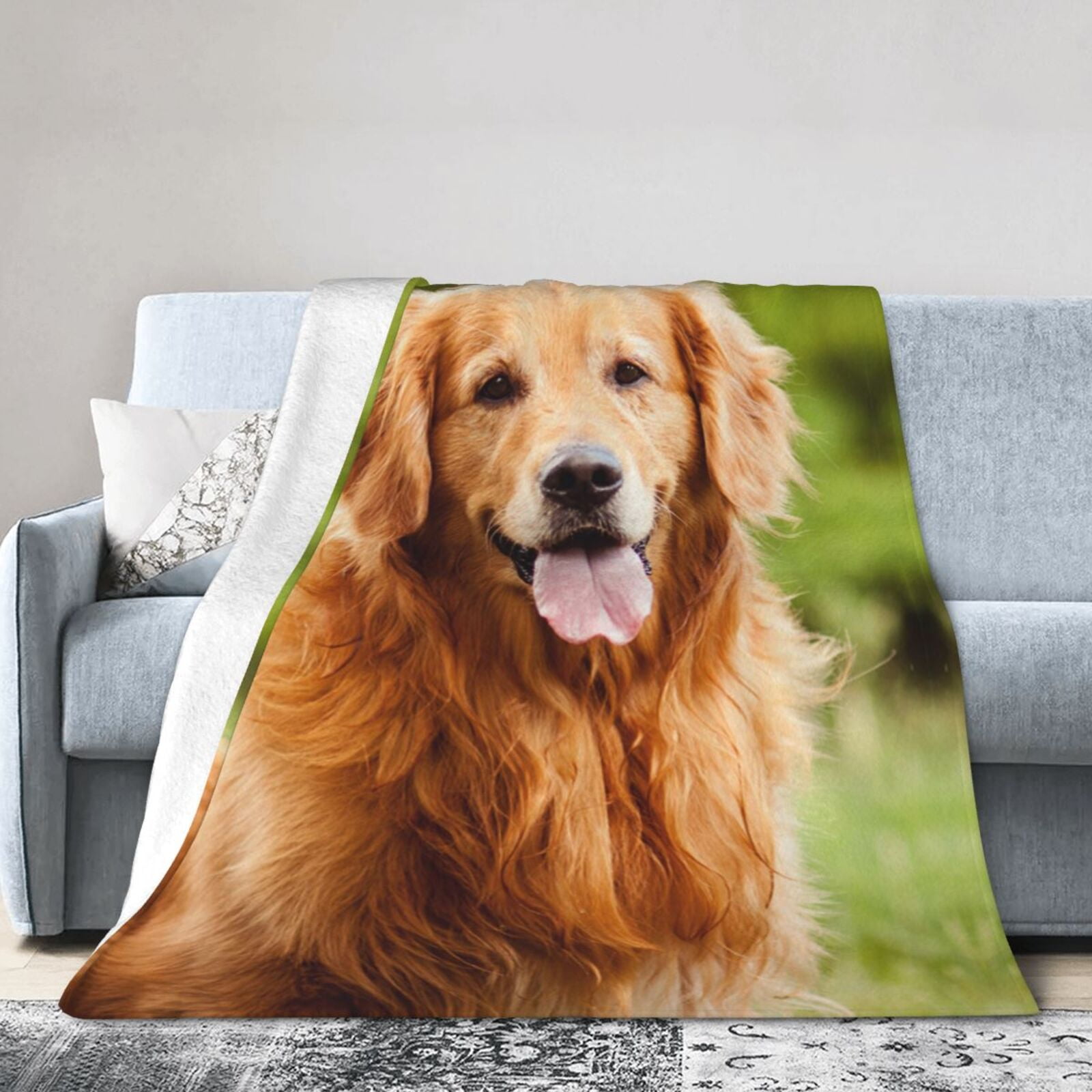 Wijzvio Golden Retriever Dog Throw Blanket Soft Fuzzy Fleece Blanket For Couch Bed Living Room Decoration 50"X40"