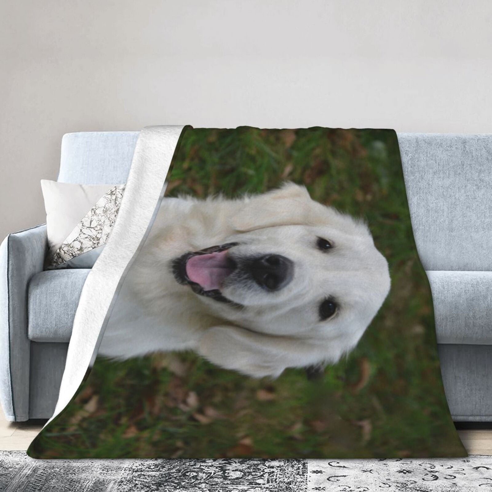 Wijzvio Golden Retriever Dogs Throw Blanket Soft Fuzzy Fleece Blanket For Couch Bed Living Room Decoration 60"X50"