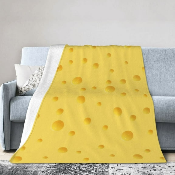 Wijzvio Golden Yellow Cheese Food Throw Blanket Soft Fuzzy Fleece Blanket For Couch Bed Living Room Decoration 40"X30"