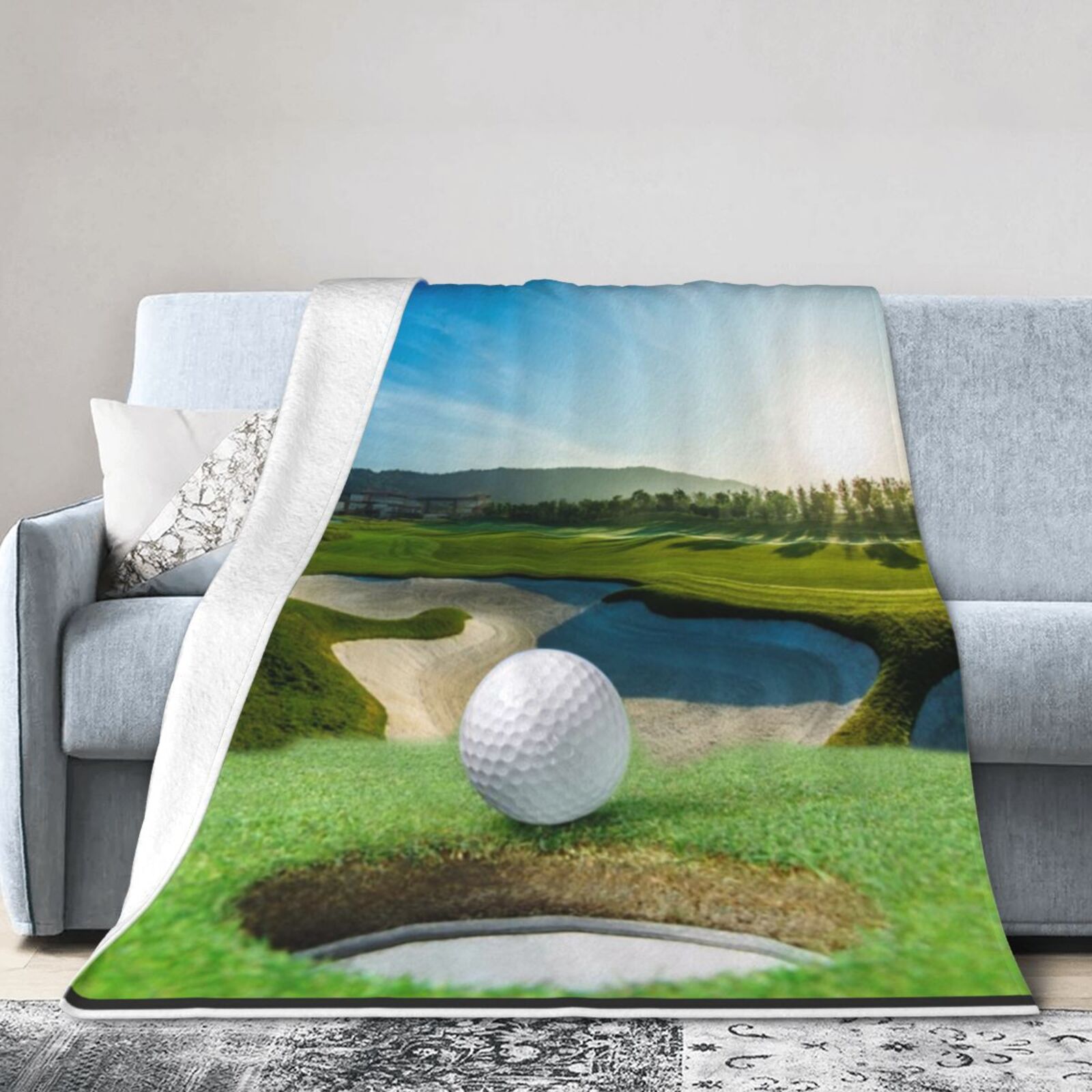 Wijzvio Golf Throw Blanket Soft Fuzzy Fleece Blanket For Couch Bed 