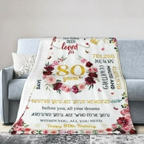 Wijzvio Happy 80th Birthday Throw Blanket Soft Fuzzy Fleece Blanket For Couch Bed Living Room Decoration 40"X30"