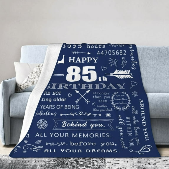 Wijzvio Happy 85th Birthday Throw Blanket Soft Fuzzy Fleece Blanket For Couch Bed Living Room Decoration 50"X40"