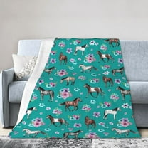 Wijzvio Horse Flower Pattern Throw Blanket Soft Fuzzy Fleece Blanket For Couch Bed Living Room Decoration 40"X30"