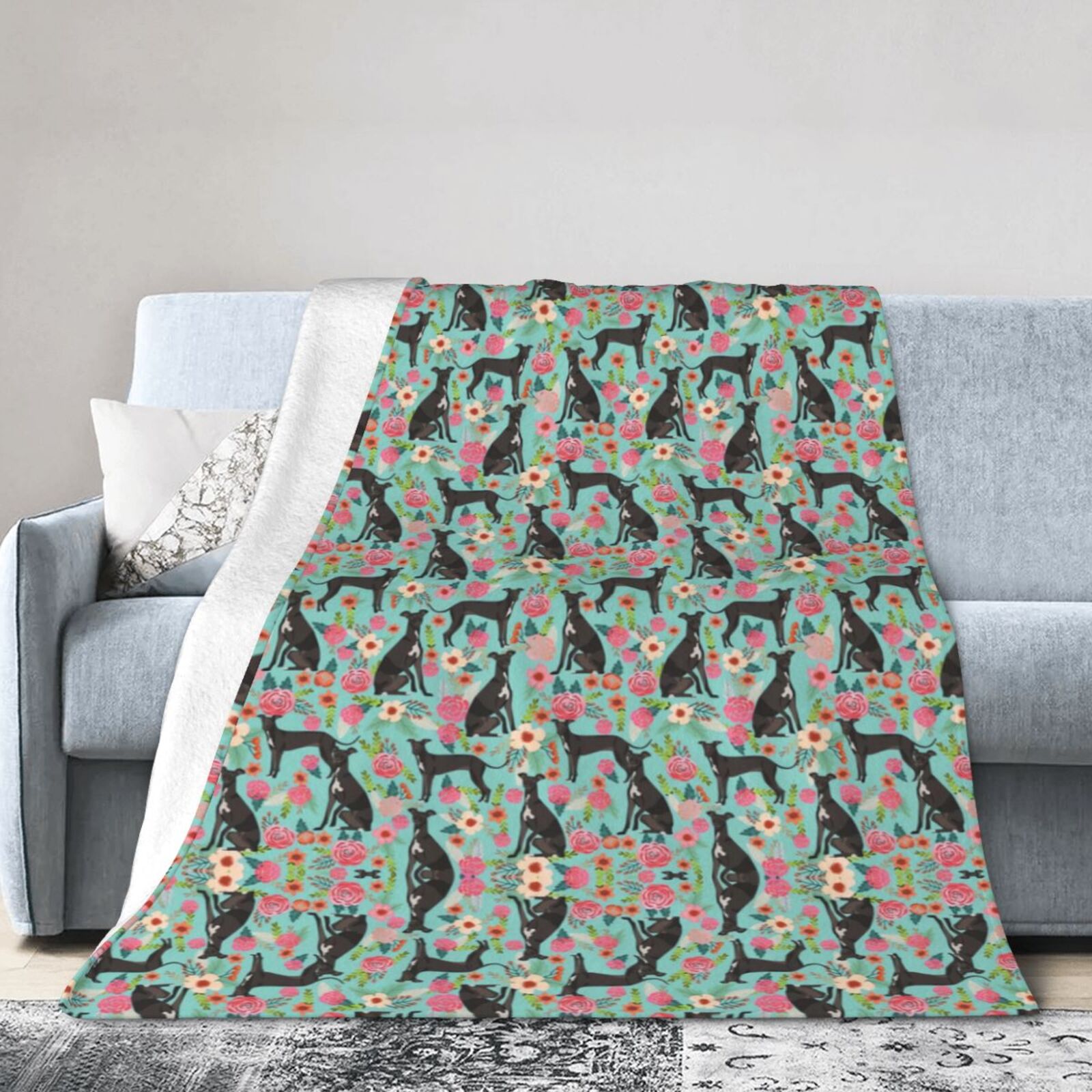 Wijzvio Italian Greyhound Dog Throw Blanket Soft Fuzzy Fleece Blanket For Couch Bed Living Room Decoration 60"X50"