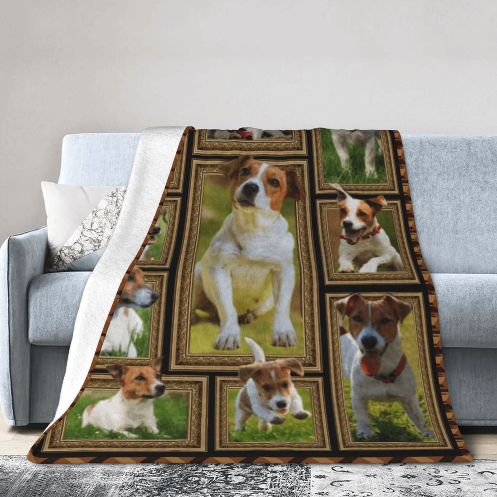 Wijzvio Jack Russell Terrier Dog Throw Blanket Soft Fuzzy Fleece Blanket For Couch Bed Living Room Decoration 80"X60"