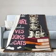 thumbnail image 1 of Wijzvio Just A Girl Who Loves Books And Cats Throw Blanket Soft Fuzzy Fleece Blanket For Couch Bed Living Room Decoration 60"X50", 1 of 9