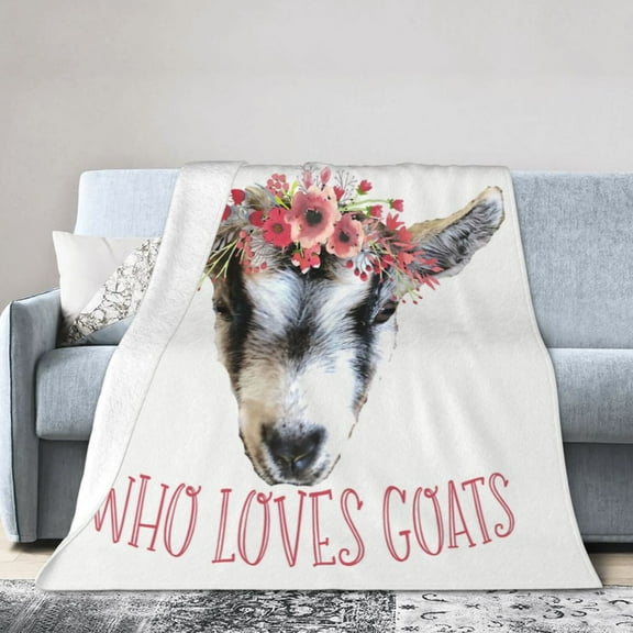 Wijzvio Just A Girl Who Loves Goats Throw Blanket Soft Fuzzy Fleece Blanket For Couch Bed Living Room Decoration 50"X40"