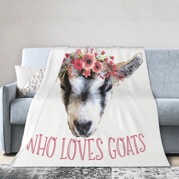 Wijzvio Just A Girl Who Loves Goats Throw Blanket Soft Fuzzy Fleece Blanket For Couch Bed Living Room Decoration 60"X50"