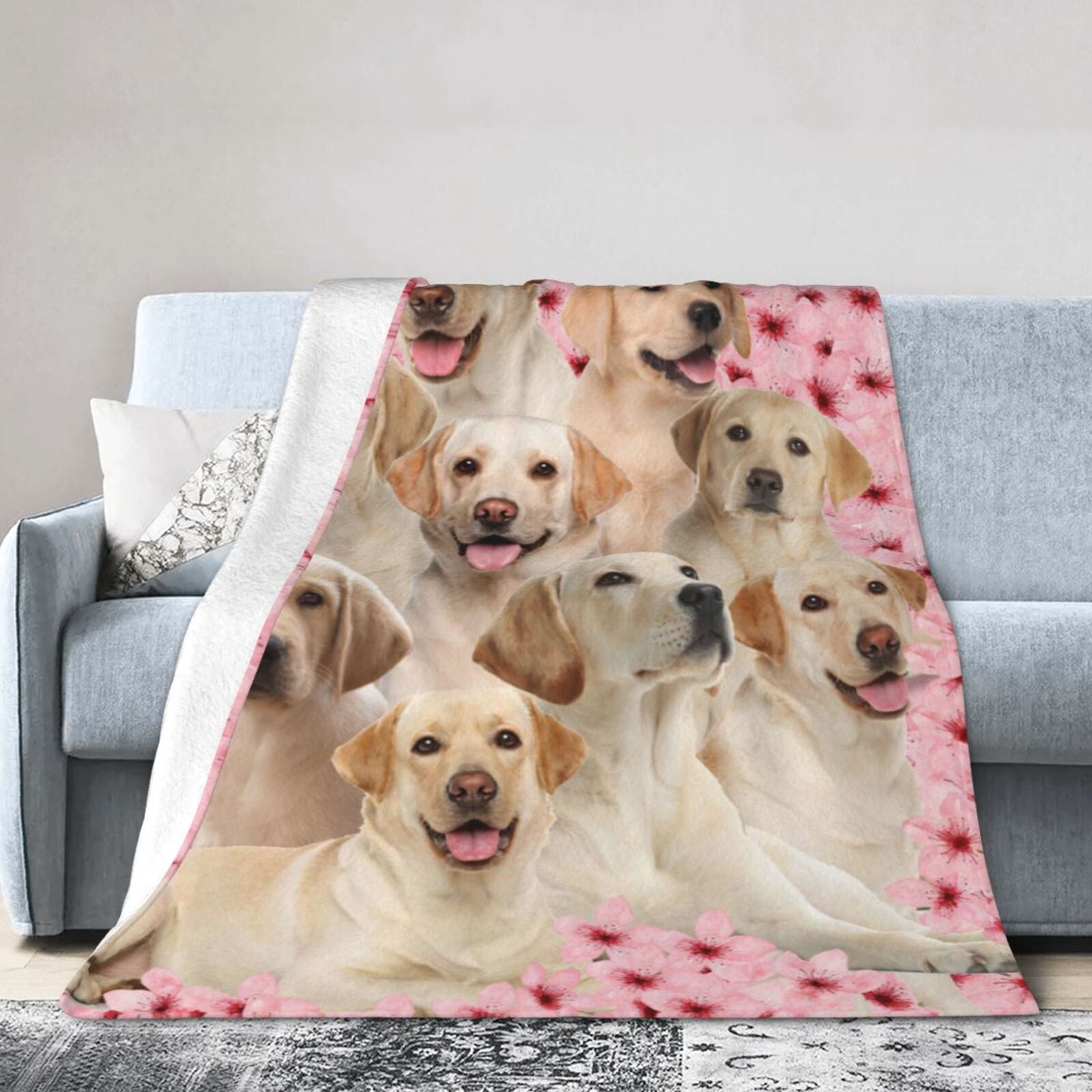 Wijzvio Labrador Retriever Dog Throw Blanket Soft Fuzzy Fleece Blanket For Couch Bed Living Room Decoration 60"X50"