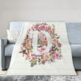 thumbnail image 1 of Wijzvio Letter D Flower Graphic Throw Blanket Soft Fuzzy Fleece Blanket For Couch Bed Living Room Decoration 80"X60", 1 of 9