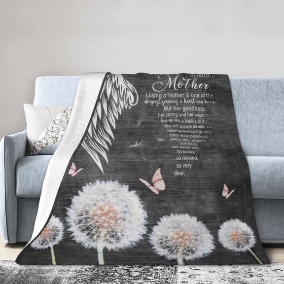 Wijzvio Mom Memorial Grief Gifts Throw Blanket Soft Fuzzy Fleece Blanket For Couch Bed Living Room Decoration 50"X40"