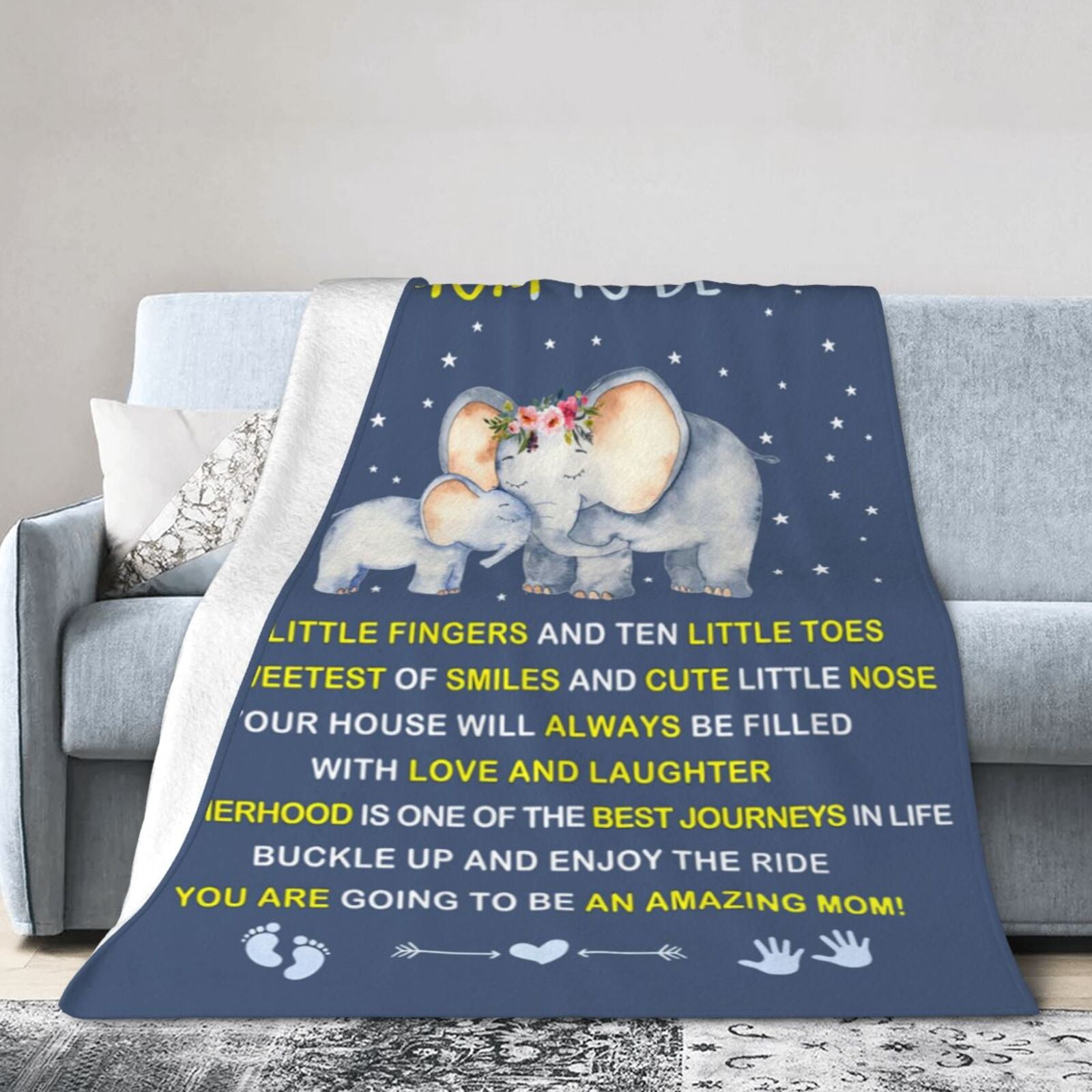 Wijzvio Mom To Be Throw Blanket Soft Fuzzy Fleece Blanket For Couch Bed Living Room Decoration 60"X50"