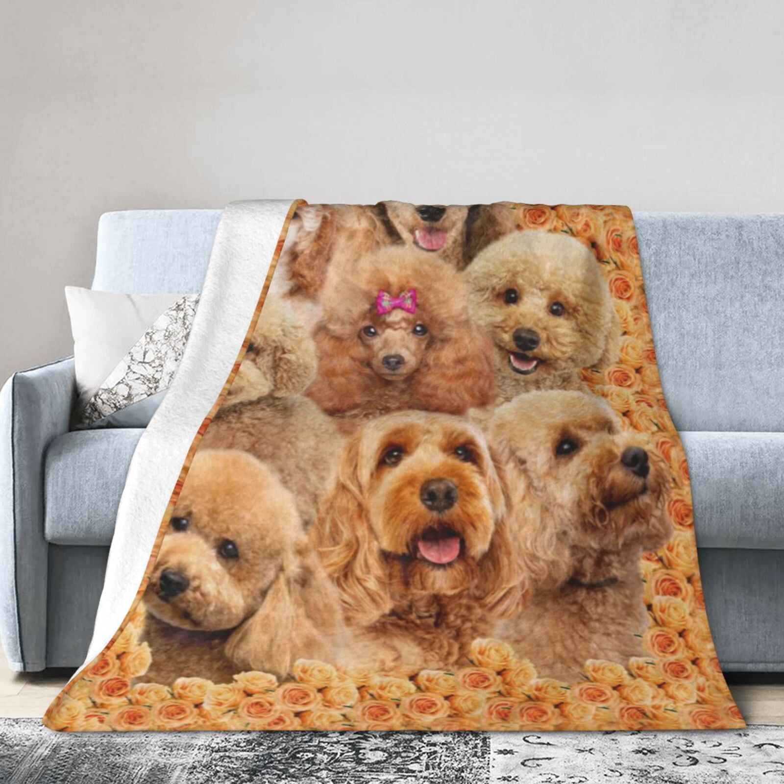 Wijzvio Poodle Dog Throw Blanket Soft Fuzzy Fleece Blanket For Couch Bed Living Room Decoration 50"X40"