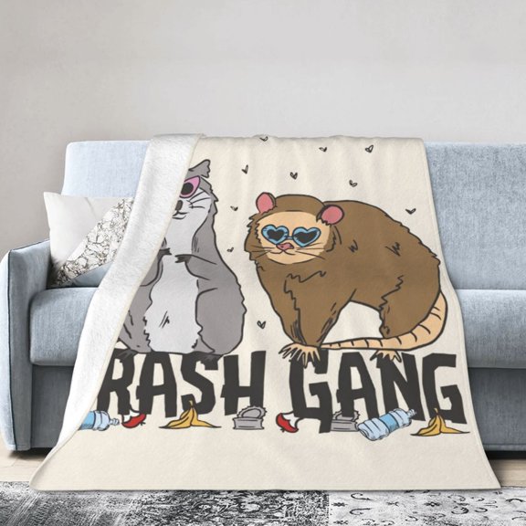 Wijzvio Raccoon And Possum Throw Blanket Soft Fuzzy Fleece Blanket For Couch Bed Living Room Decoration 60"X50"