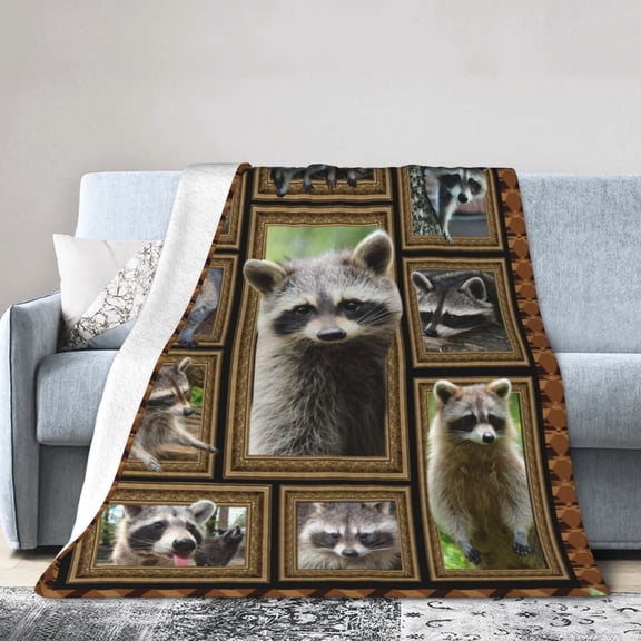 Wijzvio Raccoon Throw Blanket Soft Fuzzy Fleece Blanket For Couch Bed Living Room Decoration 40"X30"