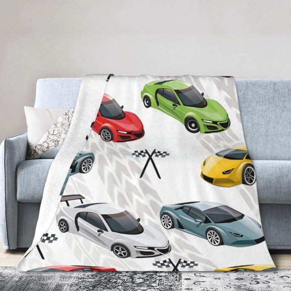 Wijzvio Racing Car Throw Blanket Soft Fuzzy Fleece Blanket For Couch Bed Living Room Decoration 40"X30"