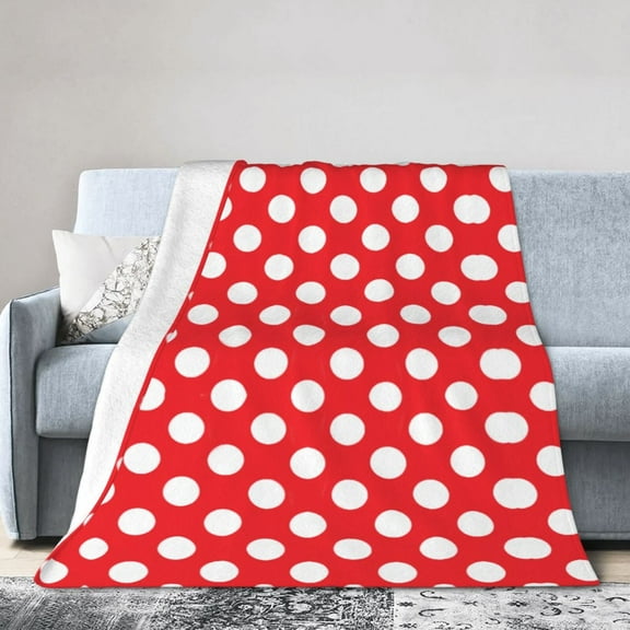 Wijzvio Red And White Polka Dot Throw Blanket Soft Fuzzy Fleece Blanket For Couch Bed Living Room Decoration 40"X30"
