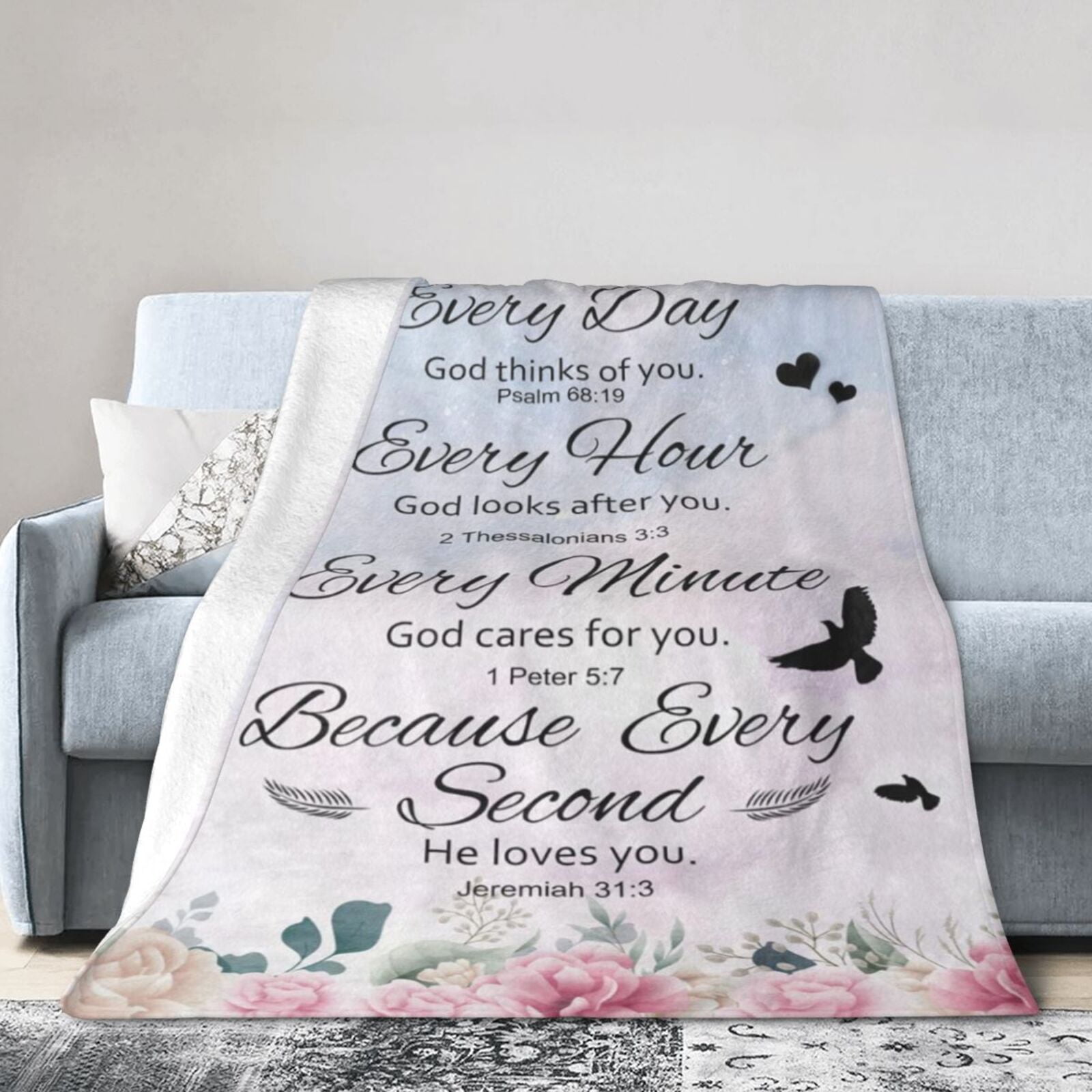Wijzvio Religious Gifts For Women Throw Blanket Soft Fuzzy Fleece Blanket For Couch Bed Living Room Decoration 50"X40"