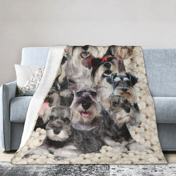 Wijzvio Schnauzer Dog Throw Blanket Soft Fuzzy Fleece Blanket For Couch Bed Living Room Decoration 40"X30"